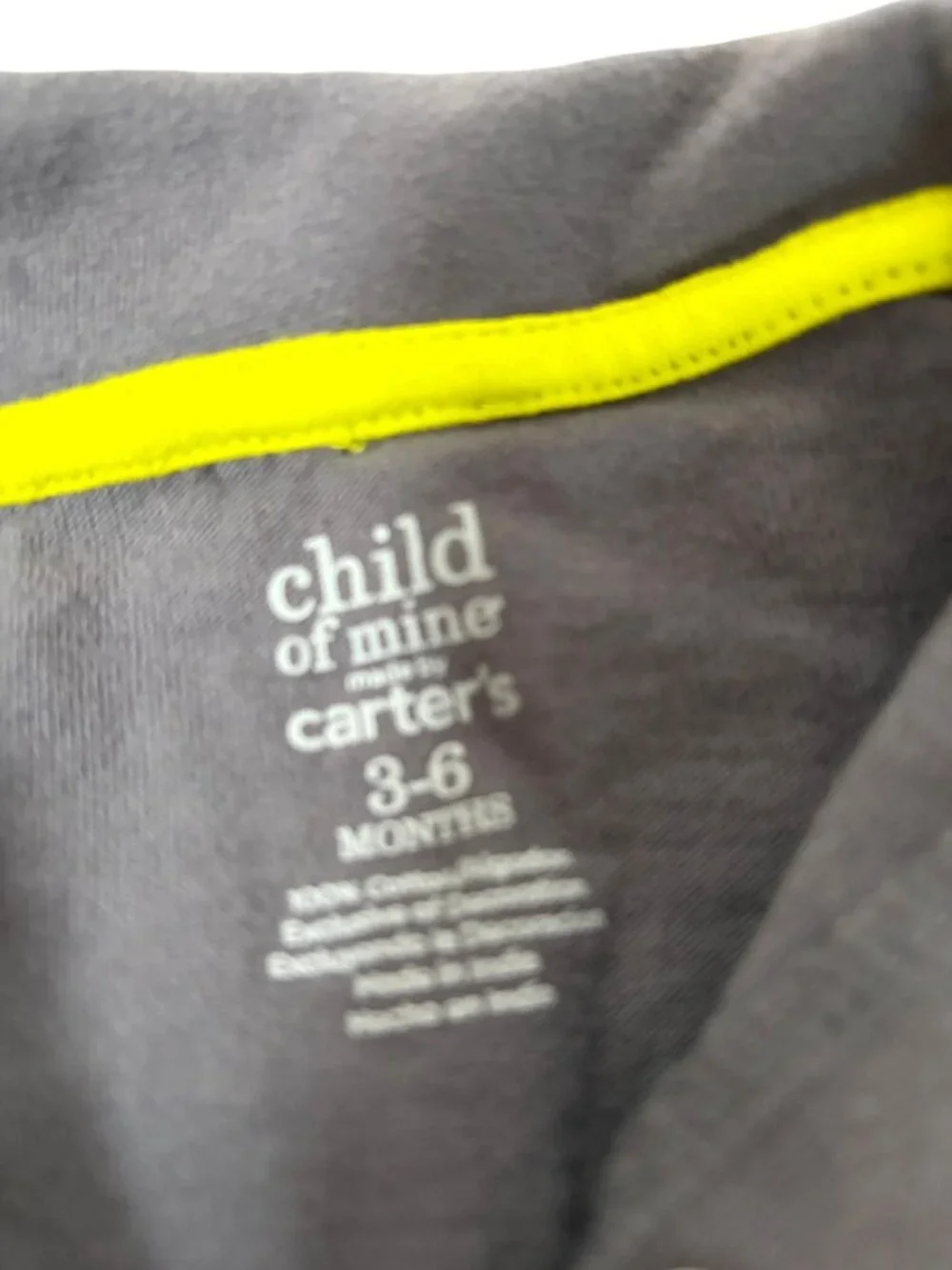 Child Of Mine Carters Boys Infant Baby Size 3 6 months Gray Green Romper 1 piece